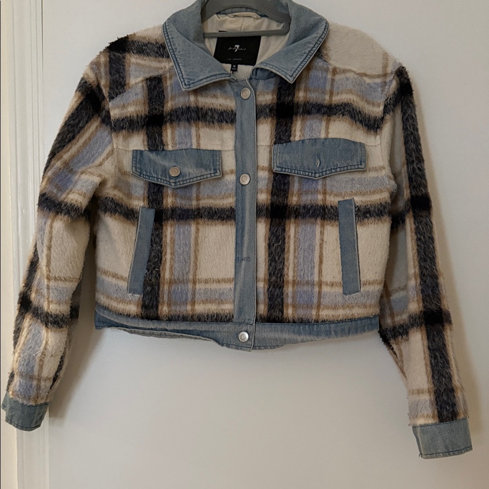 7 For All Mankind Blue and Brown Plaid Jacket